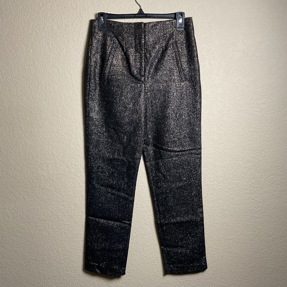Veronica Beard Womens Black Gold 2 Stila High Rise Crop Slim Leg Wool Blend Pant